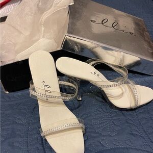 Ellie White Rhinestone Embellished Heels